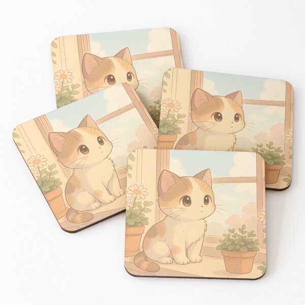 Item preview, Good morning, kawaii cat on the windowsill, anime illustration designed and sold by Mauswohn.