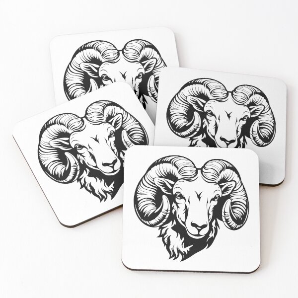 Item preview, Ram Bighorn Sheep Head Curved Antler Ovis Aries Ruminant designed and sold by inkoutninja.