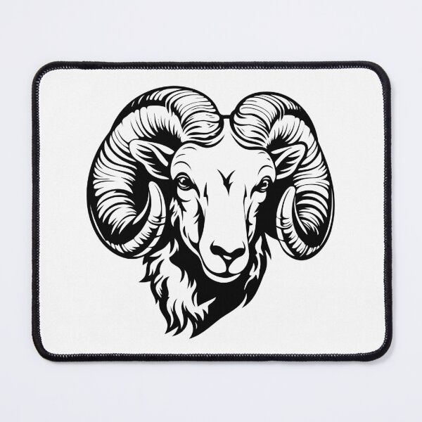 Item preview, Ram Bighorn Sheep Head Curved Antler Ovis Aries Ruminant designed and sold by inkoutninja.