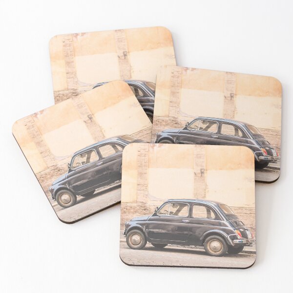 Item preview, Rome, Italy I Vintage italian car in quiet street with soft orange city wall for a charming urban photography scene with pastel aesthetic tones with retro vibes and authentic dolce vita atmosphere designed and sold by Julie Travel Photography.