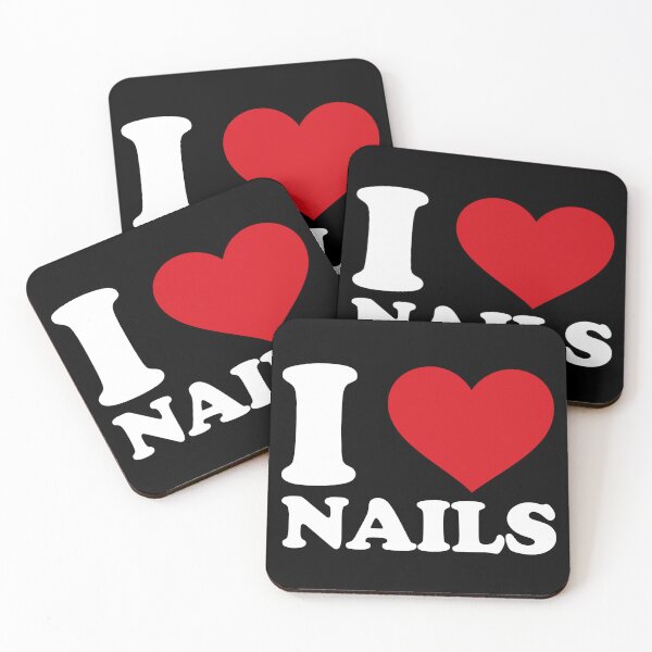 Item preview, I Love Nails – White Design with Red Heart for Nail Art Fans designed and sold by EmeraldeaArt.