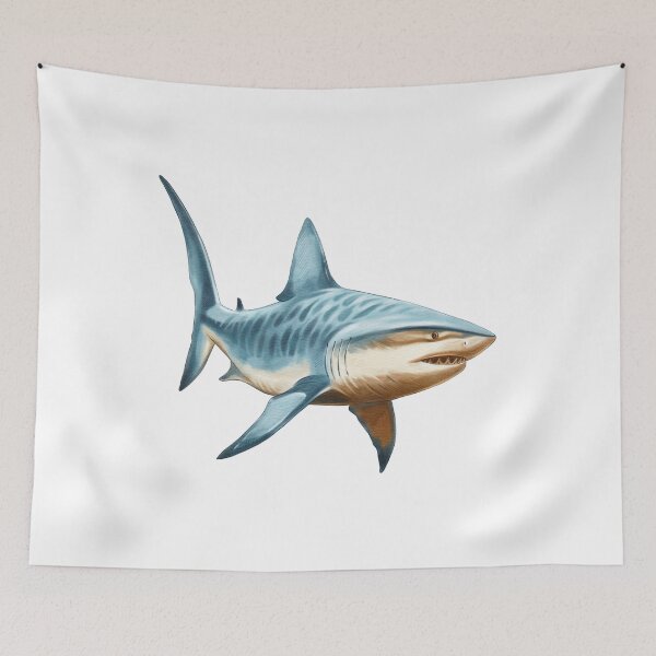 Item preview, Illustration of a shark swimming in ocean waters depicting its natural habitat and vibrant colors designed and sold by Ms. Iryna.