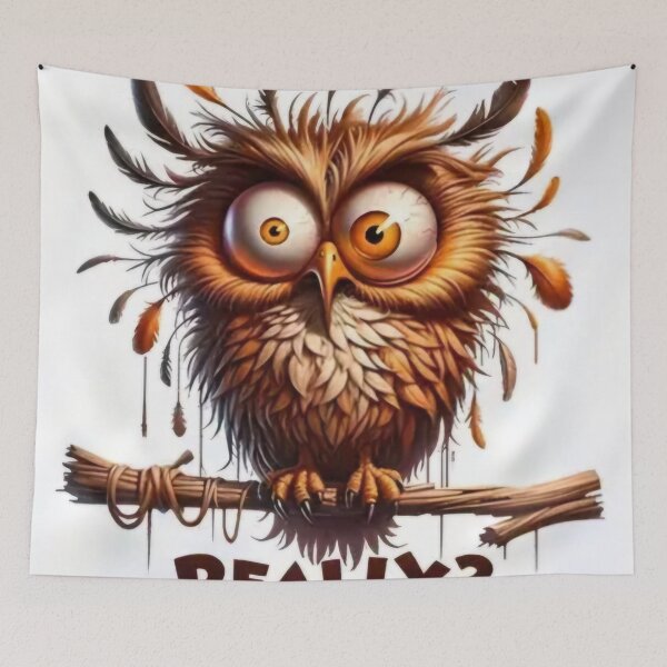 Item preview, Crazy Owl Saying "Really?" – Funny Cartoon Bird Illustration designed and sold by EMOTION SHOP.