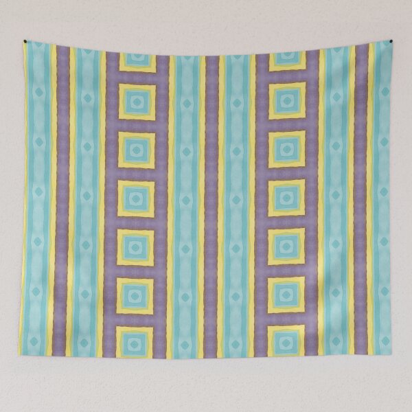 Item preview, Structured Geometric Pattern with Squares and Lines in Aqua and Lavender designed and sold by Zilpa’s Prints.