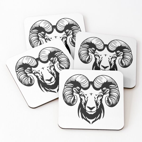 Item preview, Ram Bighorn Sheep Head Curved Antler Ovis Aries Ruminant designed and sold by inkoutninja.