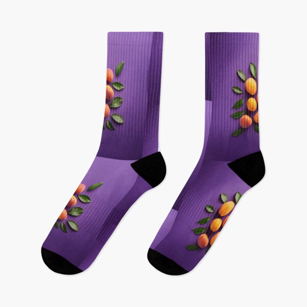 Item preview, Organic ripe orange peaches on purple background with leaves designed and sold by Design your dreams.