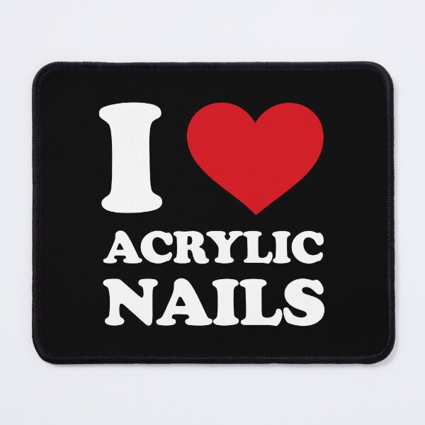 Item preview, I Love Acrylic Nails ❤️ Minimal Red Heart Design White text designed and sold by EmeraldeaArt.