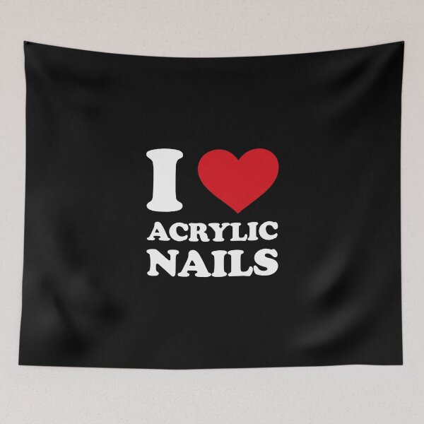 Item preview, I Love Acrylic Nails ❤️ Minimal Red Heart Design White text designed and sold by EmeraldeaArt.