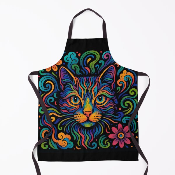 Item preview, Psychedelic Colorful Cat Portrait with Floral Swirls designed and sold by Amr Siam.