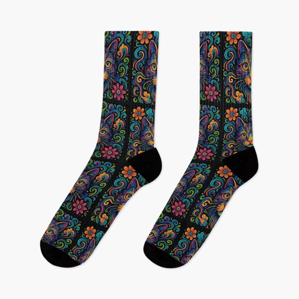 Item preview, Psychedelic Colorful Cat Portrait with Floral Swirls designed and sold by Amr Siam.