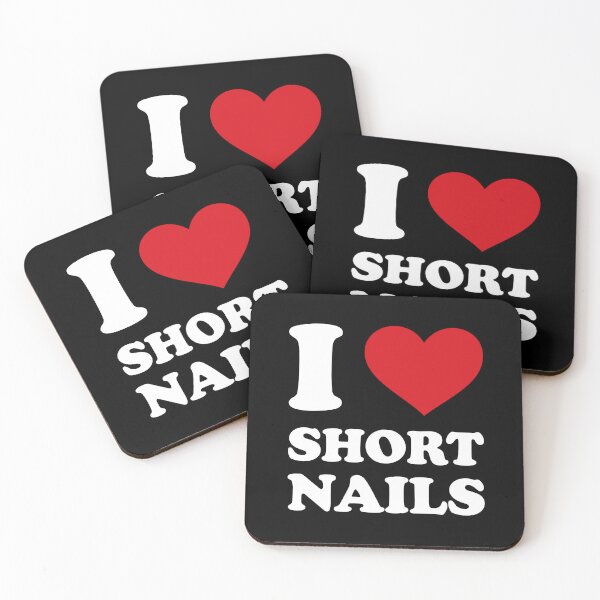 Item preview, I ❤️ Short Nails – White Text Red Heart Design designed and sold by EmeraldeaArt.