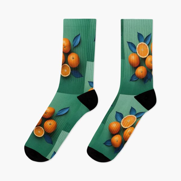 Item preview, Organic ripe oranges on a green background with blue leaves designed and sold by Design your dreams.