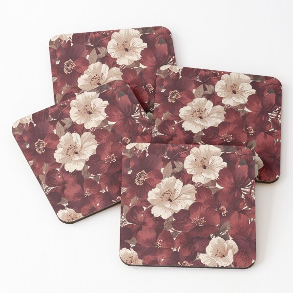 Item preview, Burgundy and Ivory Flowers designed and sold by CoolPixels.