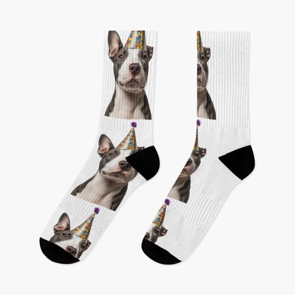 Item preview, Cute Bull Terrier dog with Party Hat Birthday Celebration designed and sold by LazyOwlStore.