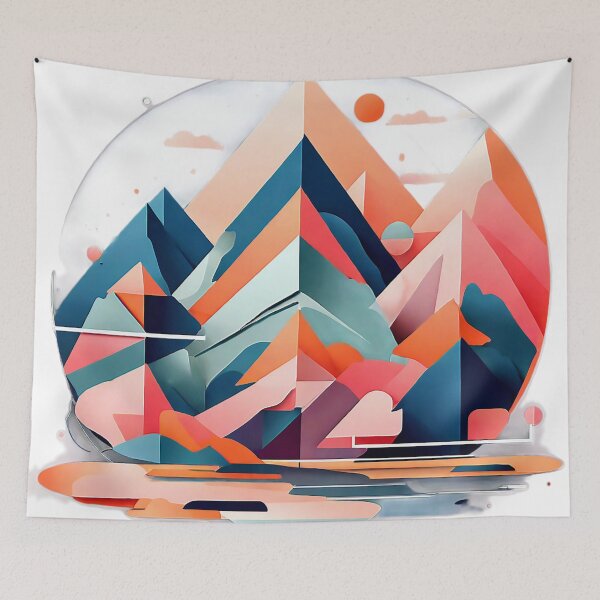 Item preview, Abstract Mountain Reflections in Circle designed and sold by SketchNStyle.