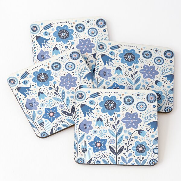 Item preview, Scandinavian Folk Art Blue Bell Flowers and Plants by heidiannemorris © designed and sold by FOLK ART FUSION by heidiannemorris.