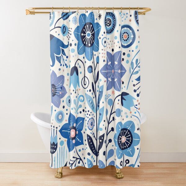 Item preview, Scandinavian Folk Art Blue Bell Flowers and Plants by heidiannemorris © designed and sold by FOLK ART FUSION by heidiannemorris.
