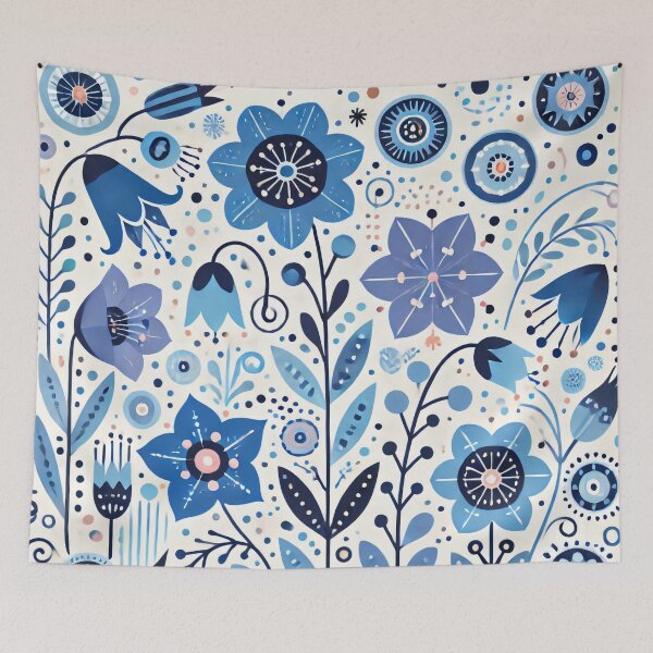 Item preview, Scandinavian Folk Art Blue Bell Flowers and Plants by heidiannemorris © designed and sold by FOLK ART FUSION by heidiannemorris.