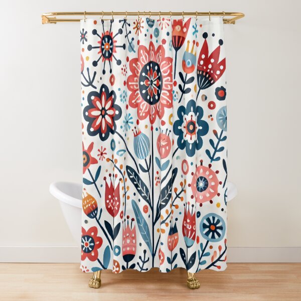 Item preview, Scandinavian Folk Art Vibrant Poppy and Flowers by heidiannemorris © designed and sold by FOLK ART FUSION by heidiannemorris.