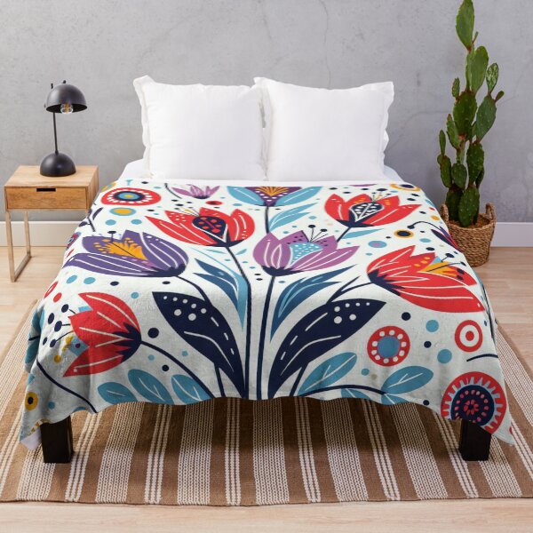 Item preview, Scandinavian Folk Art Colourful Tulips and Flowers by heidiannemorris © designed and sold by FOLK ART FUSION by heidiannemorris.