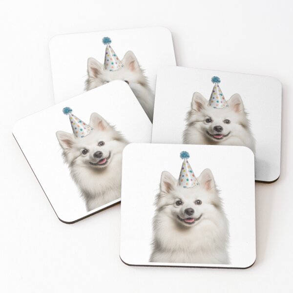 Item preview, Cute American Eskimo dog with Party Hat Birthday Celebration designed and sold by LazyOwlStore.