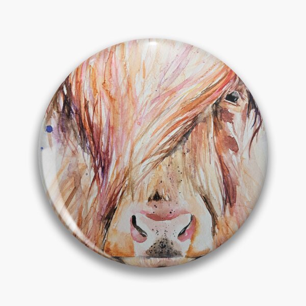 Item preview, Loose messy style watercolour painting of a Shaggy Highland Cow by Elle Smith Art designed and sold by Elle-Smith-Art.