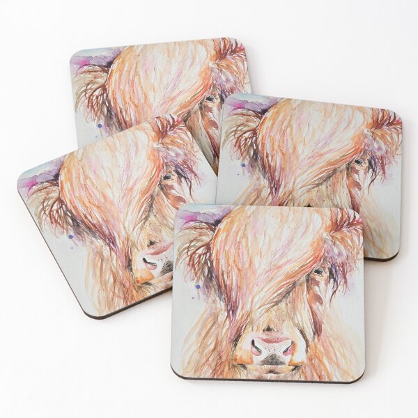 Item preview, Loose messy style watercolour painting of a Shaggy Highland Cow by Elle Smith Art designed and sold by Elle-Smith-Art.