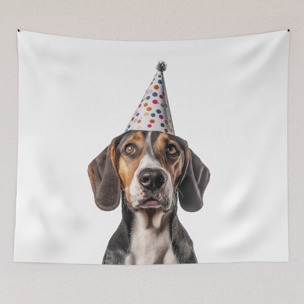 Item preview, Cute American Foxhound dog with Party Hat Birthday Celebration designed and sold by LazyOwlStore.