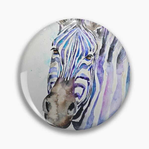 Item preview, Loose colourful watercolour painting of a Zebra face by Elle Smith Art designed and sold by Elle-Smith-Art.