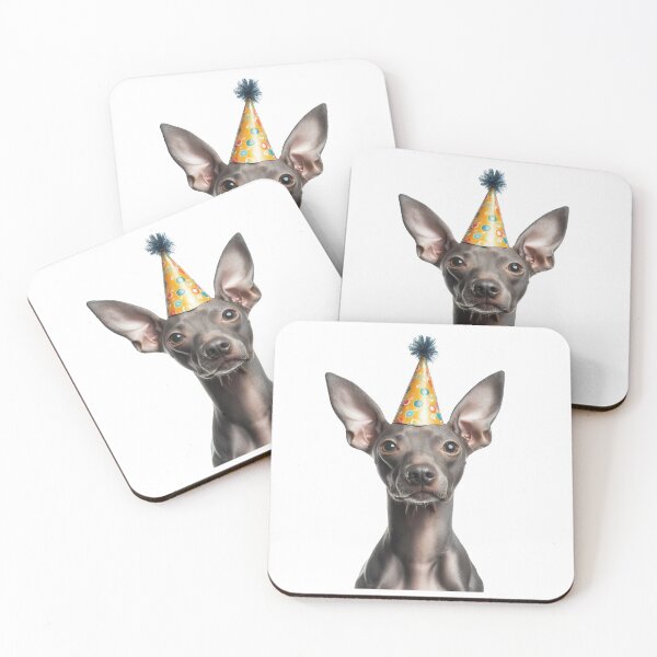 Item preview, Cute American Hairless Terrier dog with Party Hat Birthday Celebration designed and sold by LazyOwlStore.