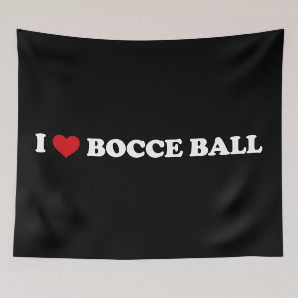 Item preview, I love bocce ball - white text red heart designed and sold by EmeraldeaArt.