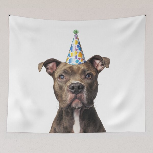 Item preview, Cute American Staffordshire Terrier dog with Party Hat Birthday Celebration designed and sold by LazyOwlStore.