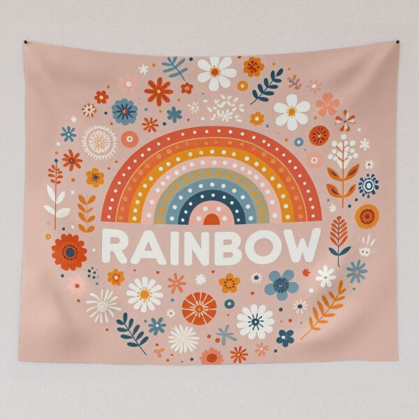 Item preview,  Rainbow with Flowers RAINBOW - Scandinavian Folk Art by heidiannemorris © designed and sold by FOLK ART FUSION by heidiannemorris.
