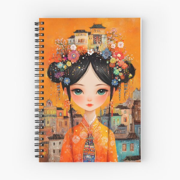 Item preview, Girl with vivid floral headpiece in urban setting art designed and sold by Artessie.
