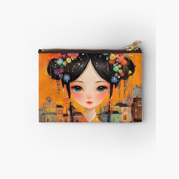 Item preview, Girl with vivid floral headpiece in urban setting art designed and sold by Artessie.