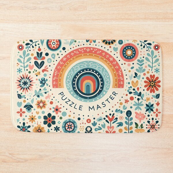 Item preview, Vibrant Rainbow and Flowers with PUZZLE MASTER - Scandinavian Folk Art by heidiannemorris © designed and sold by FOLK ART FUSION by heidiannemorris.
