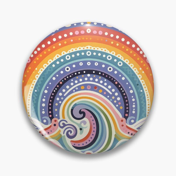 Item preview, Vibrant Rainbow and Colourful Wave with Folk Flowers - Scandinavian Folk Art by heidiannemorris © designed and sold by FOLK ART FUSION.