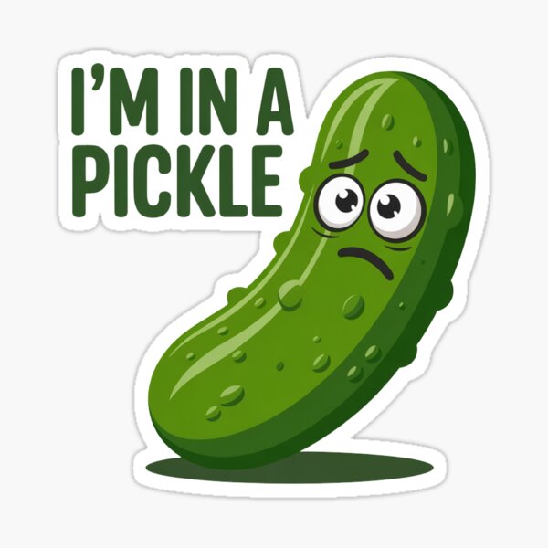 Peeking Pickle – Funny “I’m in a Pickle” Minimalist Food Design Sticker