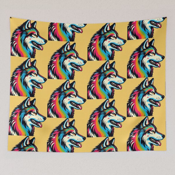 Item preview, colorful wolf designed and sold by Dogandesighn.