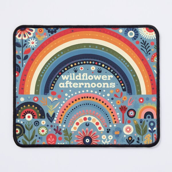 Item preview, Wildflower Afternoons Rainbow and Flowers - Scandinavian Folk Art by heidiannemorris © designed and sold by FOLK ART FUSION.