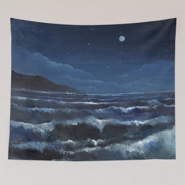 Item preview, Dark blue moon lit seascape Code: 2075 designed and sold by GalleryAnthony.