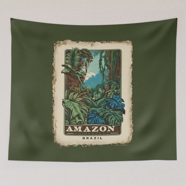 Item preview, A Vintage Illustration of Amazon Rainforest - Brazil  designed and sold by GoodOldVintage.