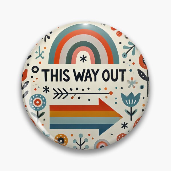 Item preview, THIS WAY OUT Rainbow and Flowers - Scandinavian Folk Art by heidiannemorris © designed and sold by FOLK ART FUSION.