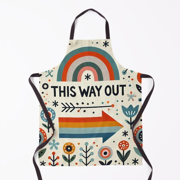 Item preview, THIS WAY OUT Rainbow and Flowers - Scandinavian Folk Art by heidiannemorris © designed and sold by FOLK ART FUSION by heidiannemorris.