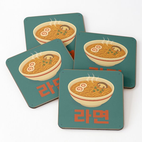 Item preview, Veggie Ramen Illustration with Korean Font 라면 – Cute K-Food Design for Ramen Lovers and Vegetarians designed and sold by Hallyu Bubble.