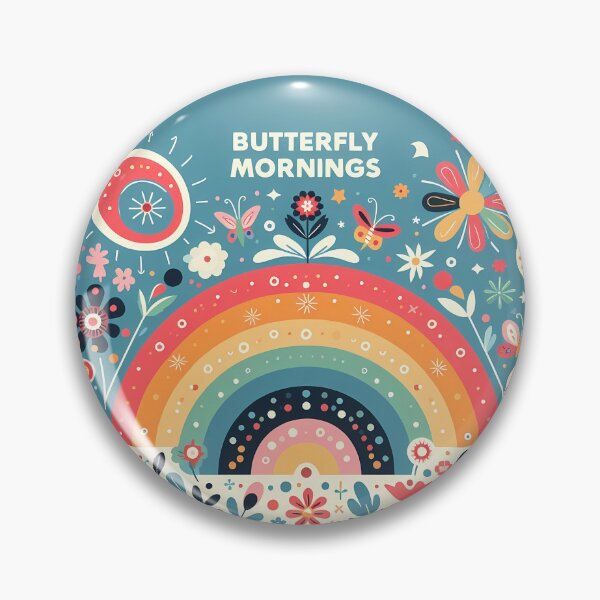 Item preview, BUTTERFLY MORNINGS Rainbow and Flowers - Scandinavian Folk Art by heidiannemorris © designed and sold by FOLK ART FUSION.