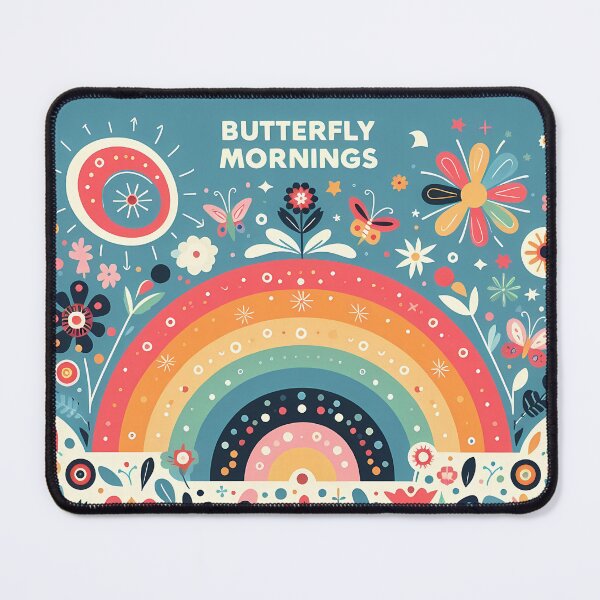 Item preview, BUTTERFLY MORNINGS Rainbow and Flowers - Scandinavian Folk Art by heidiannemorris © designed and sold by FOLK ART FUSION by heidiannemorris.