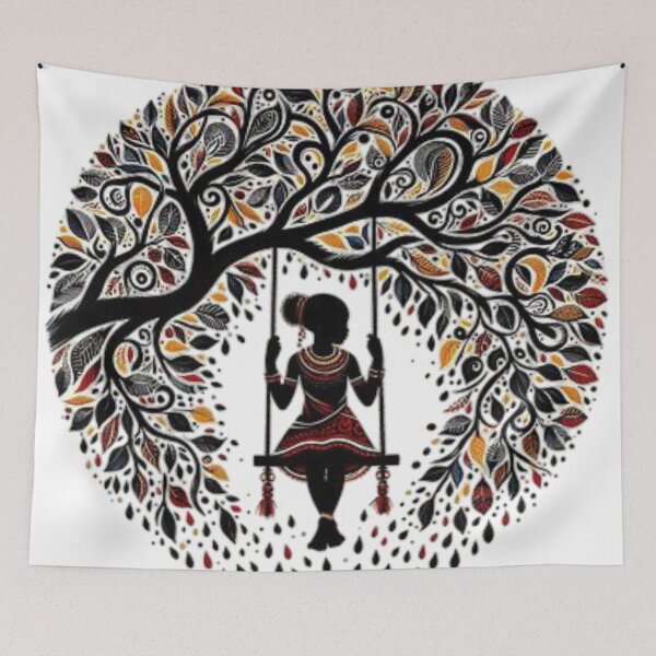 Item preview, Girl on a Swing, African Tribal Art Style  designed and sold by Shs-Kenya.