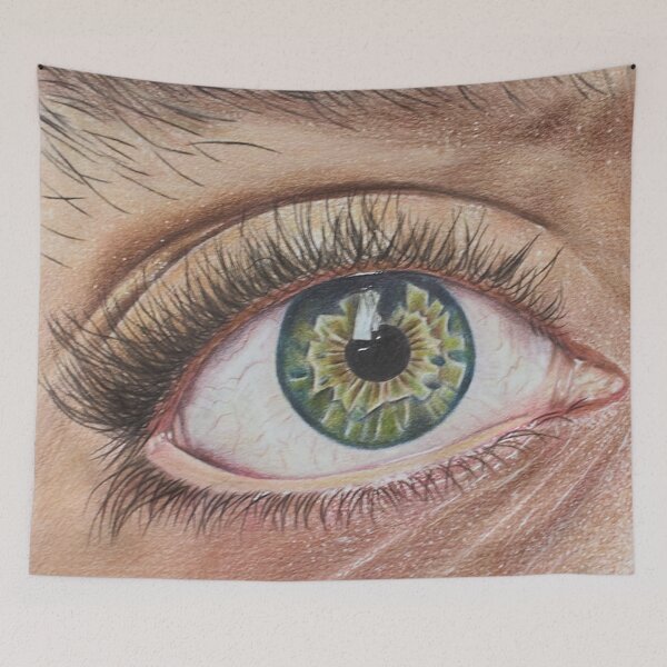 Item preview, The Window Within" – Hyperrealistic Eye Drawing in Colored Pencil designed and sold by Blueangelgal.