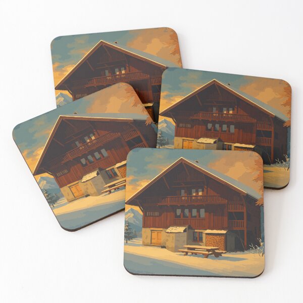 Item preview, Les Ravines – Morillon | Vintage poster of a snowy alpine chalet designed and sold by Atelier Brume.